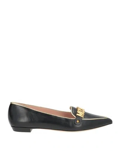 Moschino Woman Loafers Black Size 8 Calfskin