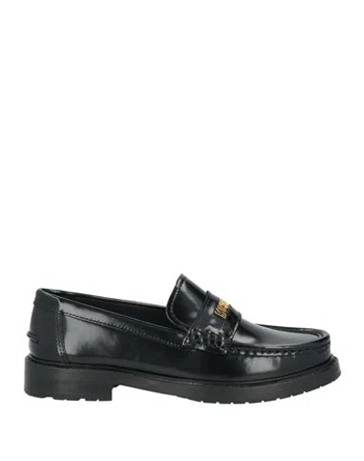 Moschino Woman Loafers Black Size 8 Leather