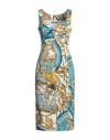 Moschino Woman Midi Dress Azure Size 8 Cotton, Elastane In Blue