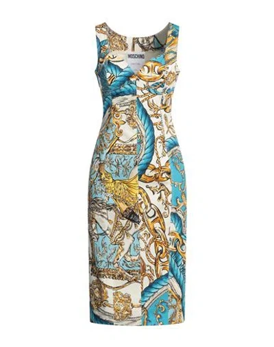 Moschino Woman Midi Dress Azure Size 8 Cotton, Elastane In Blue