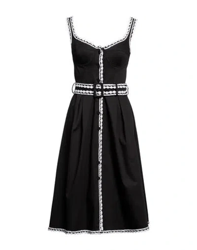 Moschino Woman Midi Dress Black Size 10 Cotton, Viscose, Elastane, Polyamide