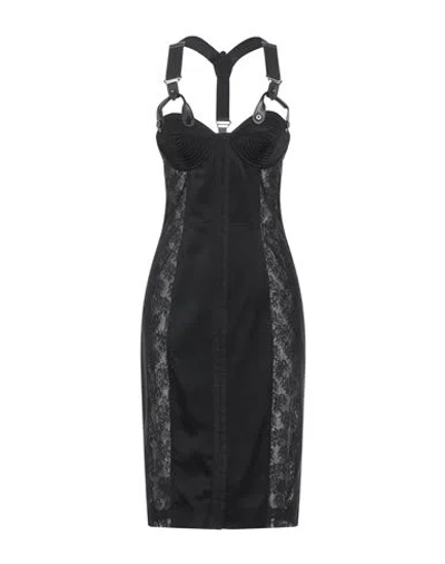 Moschino Woman Midi Dress Black Size 12 Polyamide, Elastane, Acetate, Viscose