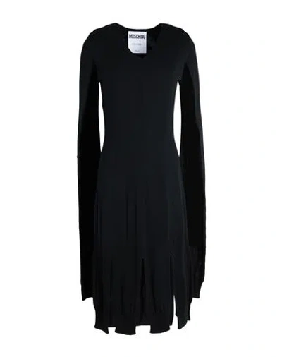 Moschino Woman Midi Dress Black Size 6 Virgin Wool, Polyamide, Elastane In Black