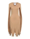 Moschino Woman Midi Dress Camel Size 6 Virgin Wool, Polyamide, Elastane In Beige