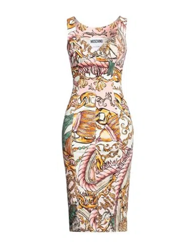 Moschino Woman Midi Dress Ivory Size 12 Cotton, Elastane In White