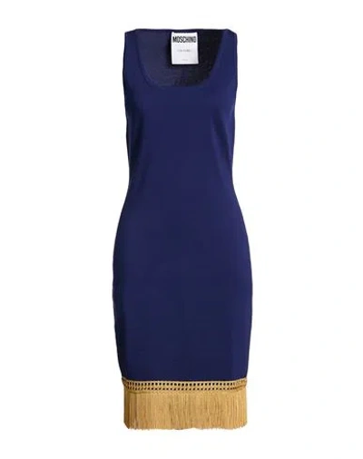 Moschino Woman Midi Dress Navy Size 8 Virgin Wool In Blue