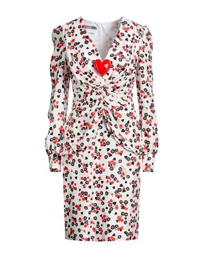 Moschino Woman Midi Dress White Size 6 Silk In Multi