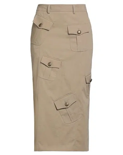 Moschino Woman Midi Skirt Beige Size 6 Cotton, Wool In Neutral