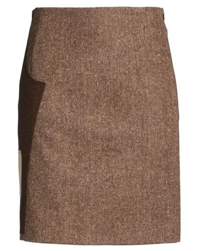 Moschino Woman Midi Skirt Brown Size 10 Acrylic, Polyester, Wool, Silk, Elastane