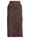 Moschino Woman Midi Skirt Chocolate Brown Size 8 Cotton, Wool In Brown