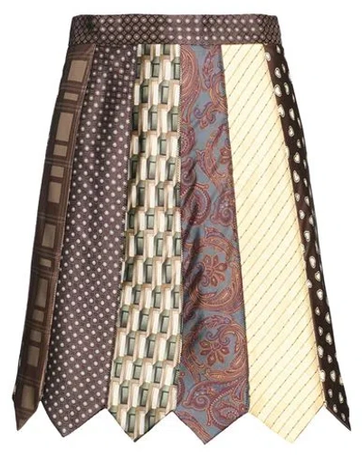 Moschino Woman Midi Skirt Dark Brown Size 6 Polyester, Silk