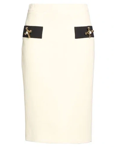 Moschino Woman Midi Skirt Ivory Size 14 Virgin Wool In White