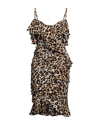 Moschino Woman Mini Dress Beige Size 4 Viscose In Animal Print