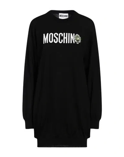 Moschino Woman Mini Dress Black Size M Virgin Wool, Polyamide, Acrylic, Polyester, Elastane