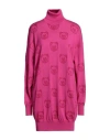 Moschino Shoulder Drop Embossed Pattern Long Dress In Pink