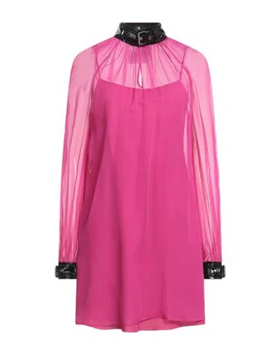 Moschino Woman Mini Dress Fuchsia Size 8 Silk, Polyester, Elastane, Polyurethane Resin In Pink