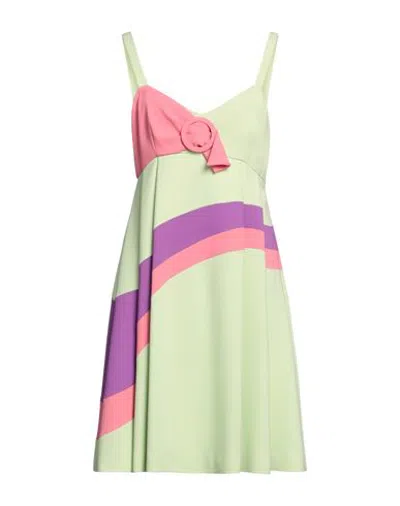 Moschino Woman Mini Dress Light Green Size 6 Viscose, Elastane In Multi