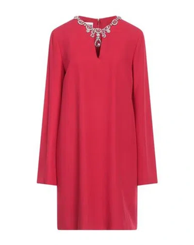 Moschino Woman Mini Dress Red Size 12 Acetate, Viscose, Acrylic, Glass, Polyester