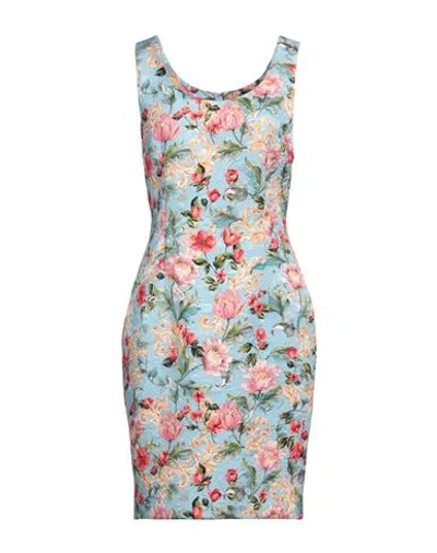 Moschino Woman Mini Dress Sky Blue Size 6 Viscose, Cotton