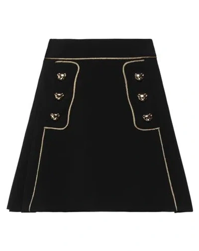 MOSCHINO MOSCHINO WOMAN MINI SKIRT BLACK SIZE 12 POLYESTER, POLYURETHANE