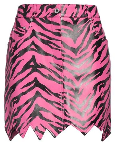 Moschino Woman Mini Skirt Fuchsia Size 6 Leather