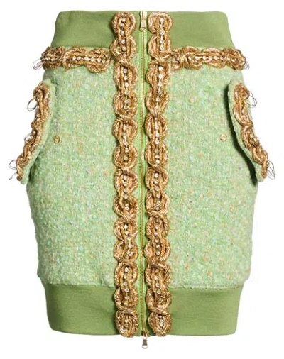 Moschino Woman Mini Skirt Green Size 10 Virgin Wool, Cotton, Polyester, Acrylic