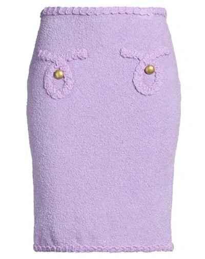 Moschino Woman Mini Skirt Lilac Size 8 Cotton, Polyamide, Elastane In Purple