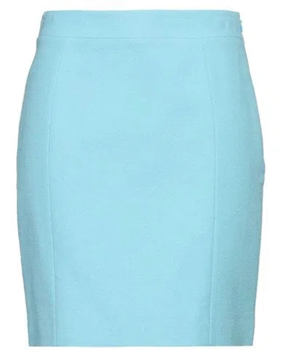 Moschino Woman Mini Skirt Sky Blue Size 14 Cotton, Polyamide