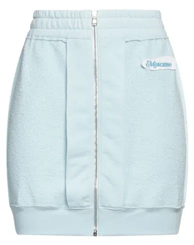 Moschino Woman Mini Skirt Sky Blue Size 6 Cotton