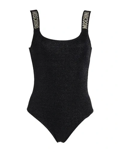 Moschino Woman One-piece Swimsuit Black Size 12 Polyamide, Metallic Fiber