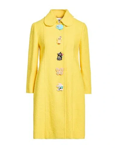 Moschino Woman Overcoat & Trench Coat Yellow Size 4 Cotton, Polyamide