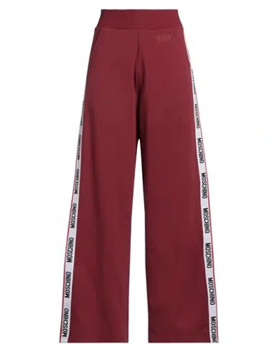 Moschino Woman Pants Burgundy Size M Cotton, Elastane In Red