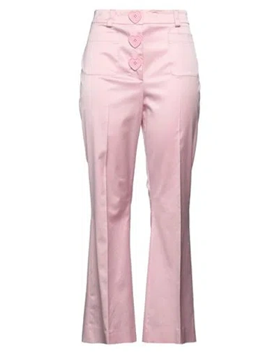 Moschino Woman Pants Pink Size 10 Cotton, Cupro, Elastane