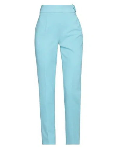 Moschino Woman Pants Turquoise Size 12 Polyester, Polyurethane In Blue