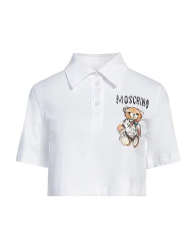 MOSCHINO MOSCHINO WOMAN POLO SHIRT WHITE SIZE 10 COTTON