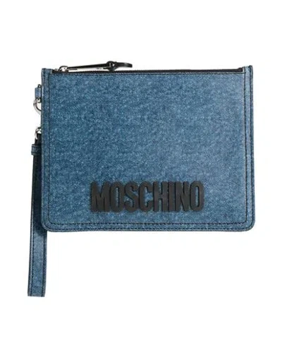 Moschino Woman Pouch Blue Size - Leather