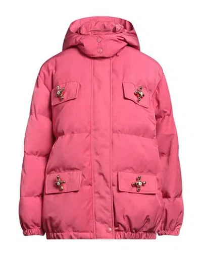 Moschino Woman Down Jacket Magenta Size 4 Polyamide