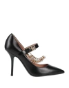 Moschino Rhinestone-embellished Leather Pumps In Black