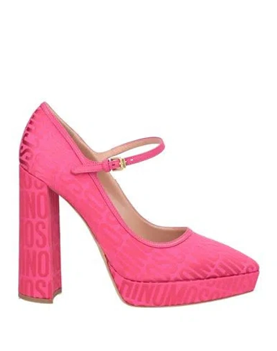 Moschino Woman Pumps Fuchsia Size 8 Textile Fibers, Leather In Pink