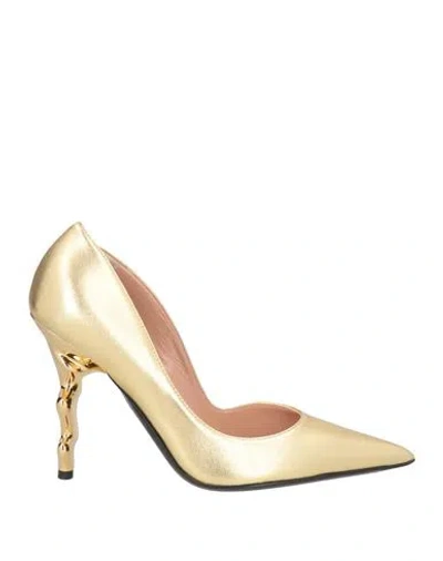 Moschino Woman Pumps Gold Size 7 Leather