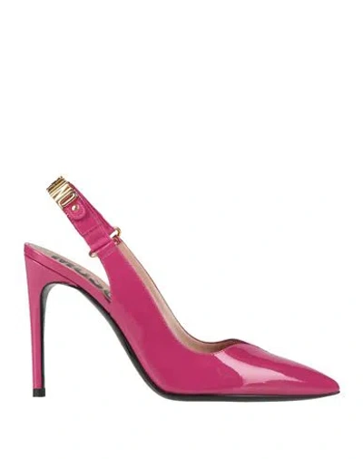 Moschino Woman Pumps Magenta Size 7 Leather In Purple