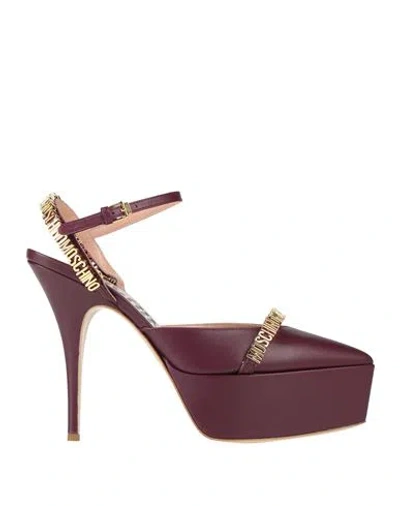 Moschino Woman Pumps Plum Size 7 Calfskin In Purple