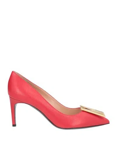 Moschino Woman Pumps Red Size 8 Goat Skin In Animal Print