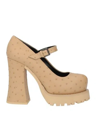 Moschino Woman Pumps Sand Size 8 Leather In Brown