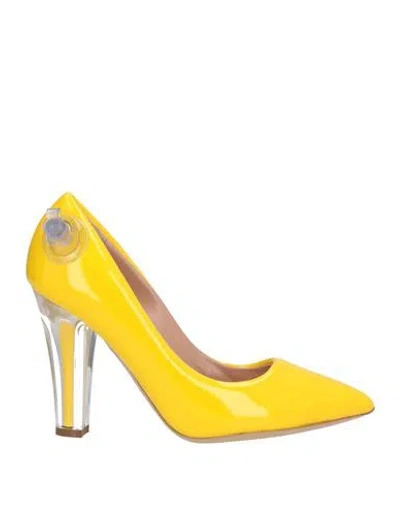 Moschino Woman Pumps Yellow Size 6 Synthetic Material