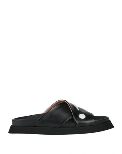 Moschino Woman Sandals Black Size 8 Leather
