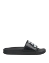 Moschino Logo-embossed Textured Slides In Black