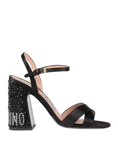 Moschino Woman Sandals Black Size 8 Textile Fibers