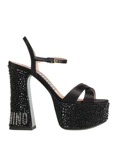 Moschino Woman Sandals Black Size 8 Textile Fibers