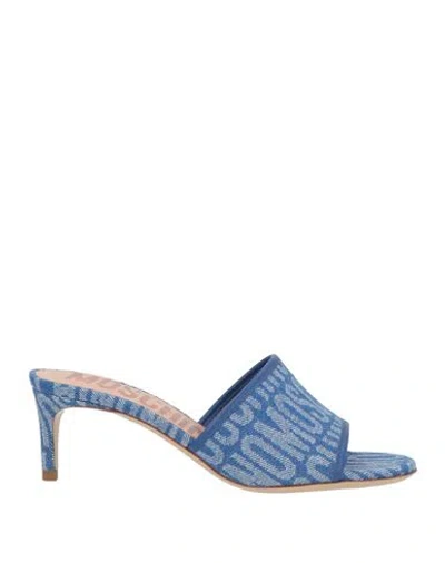 Moschino Woman Sandals Blue Size 6.5 Textile Fibers